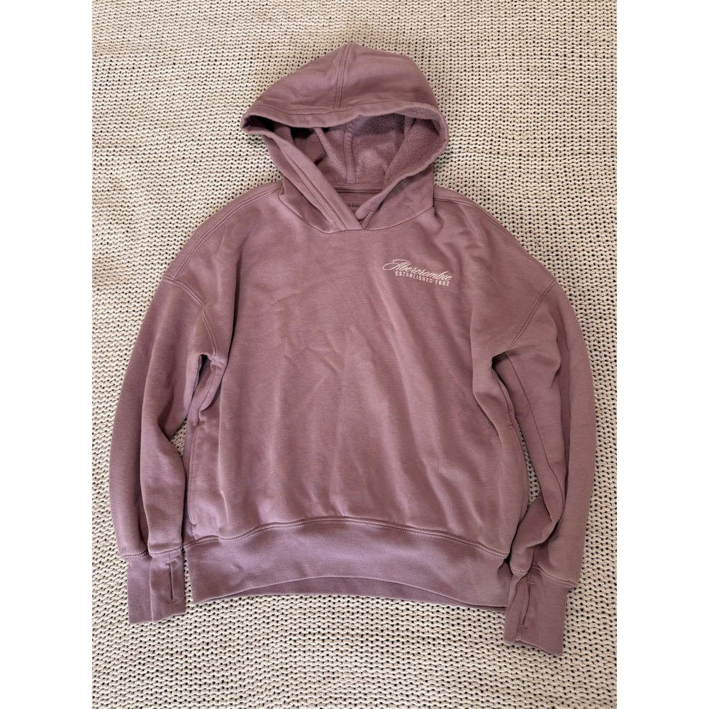 Abercrombie Kids Mauve Purple Glitter Logo Pullover Hoodie Size 11/12